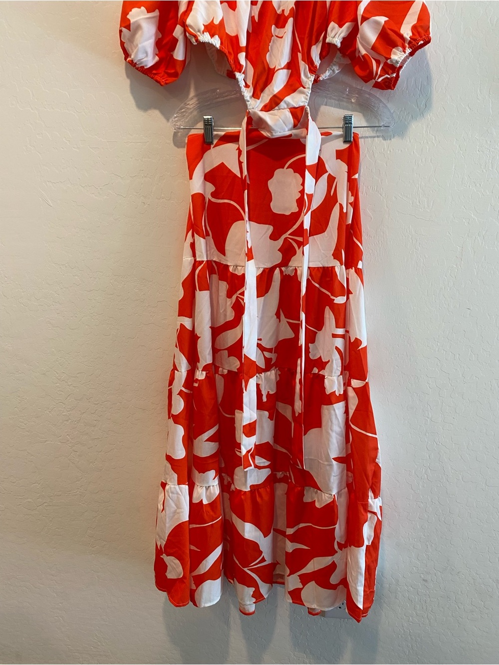 Orange & White Floral Off-Shoulder Maxi Dress - Picture 4 of 8